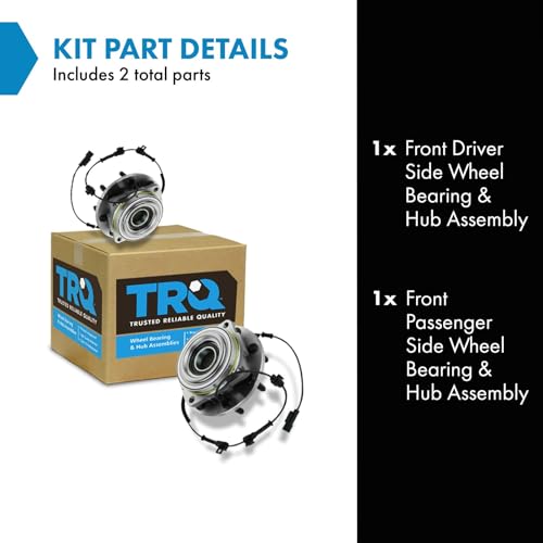 Image of TRQ Front Left and Right Wheel Bearing and Hub Assembly Set 2 Piece Compatible with 2011-2016 Ford F-350 Super Duty 4 Wheel Drive Dual Rear Wheels DRW