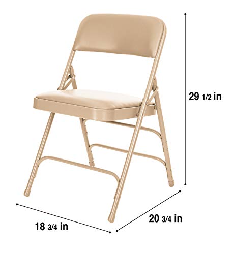 Oef Furnishings Premium Vinyl Upholstered Triple Brace Double Hinge Folding Chair, Beige #TOP3