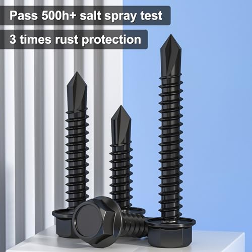 Vgbuy VG01601 140Pcs #10 X 5/8 Inch Self Drilling Screws For Metal,410 Stainless Steel Black Zinc Plated,Self Tapping Sheet Metal Tek Screws,Hex Washer Head thumb #2
