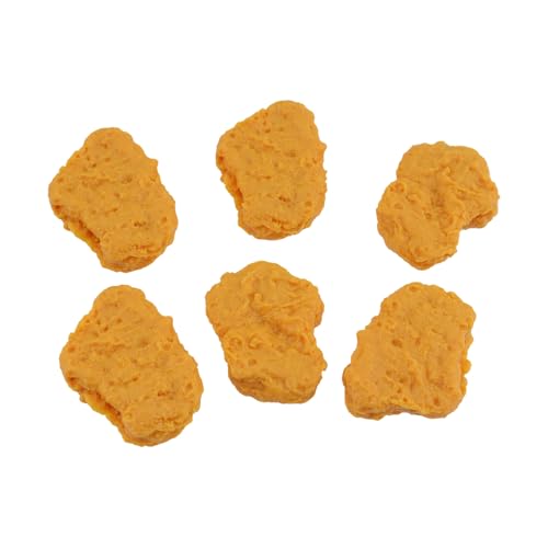 WDONAY 6 Pcs Artificial Chicken Nuggets, Realistic Fake Food Prop PVC Model Fake Fried Chicken Chunks for Restaurant, Kitchen, Picnic Sample Display