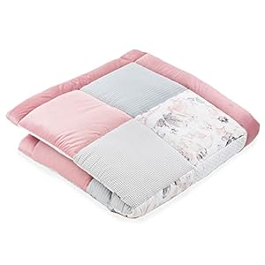 Babykruipmat Fluwelen speelkleed 120×120 cm – patchwork boxinzet Katoen met fluweel en wafelpiqué Wilde roos