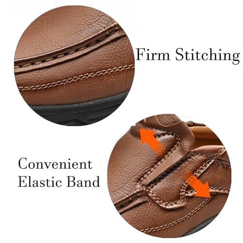 Men's Slip On Leather Loafers Wide Causal Non-Slip Handmade Walking Work Driving Sneaker Moccasin Shoes3