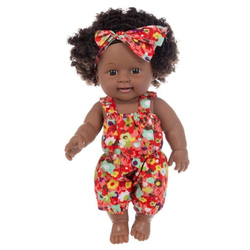 Hbbgdiy Poupées Noires, bébé Afro-américain de 12 Pouces, Simulation réaliste avec des Cheveux bouclés et des vêtements Portables pour Les Cadeaux pour...