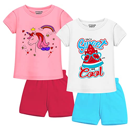 Image of Trampoline Girls Regular Fit T-Shirt and Shorts Set -Pack of 2