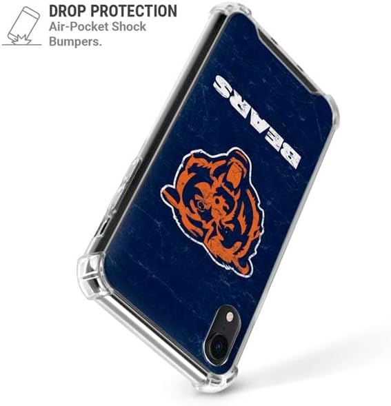 Skinit Clear Phone Case Compatible with iPhone XR - Officially Licensed NFL Chicago Bears - Alternate Distressed Design