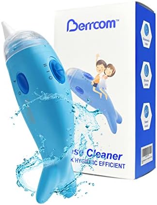 Berrcom Baby Nasal Aspirator, Electric Nose Sucker for Baby Adjustable Automatic Booger Sucker for Kids with Battery and Music Soothing Function