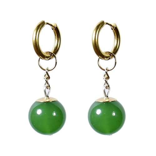 LACKINGONE Grüne Legierung Retro Farbe Achat Edelstahl Ohrstecker Anime Peripherie Zubehör (Gold-Grün-Ohrpiercing) Kombination 2-teiliges Set Cover