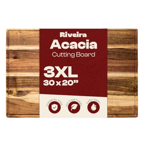 Tabla de cortar rectangular de madera de acacia 30 x 20 in miniatura 1