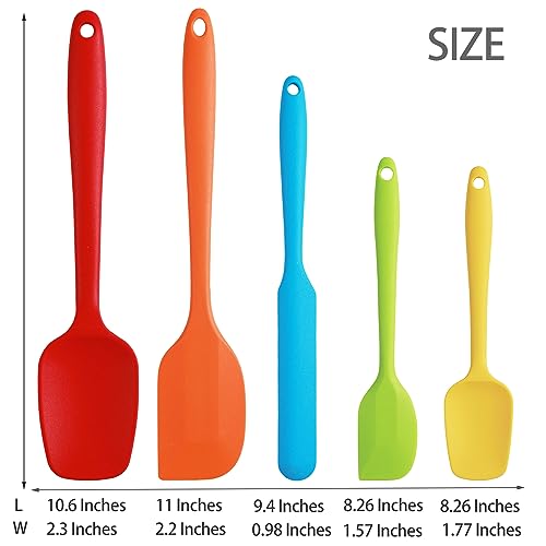 Silicone Spatula, 5 PCS High Heat Resistant Non-Stick Rubber Spatulas Set, Food Grade Baking Spatulas Kitchen Utensils for Baking, Cooking and Mixing - Image 4