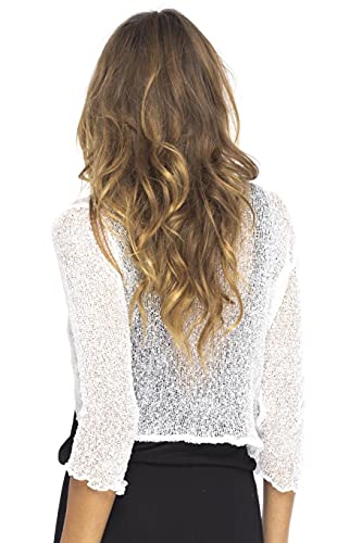 Back From Bali W-KRISNA-BOLERO-LITE-WHITE Bolero Lite White Womens Sheer Shrug Cardigan Light Jacket thumb #1
