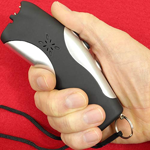 Stun Gun W/Flashlight, Panic Alarm, Rechargeable Internal Battery With Led Power Indicator, Safety Pin, Wrist Strap, Heavy Duty Carry Case. Includes Quick Set-Up And "How To" Guides. (Stunning Silver) #TOP5