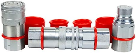 QC FEM-501/502-8FP-D - 1/2'' Skid Steer Flat Face Quick Disconnect Couplers Two Sets With Dust Caps
