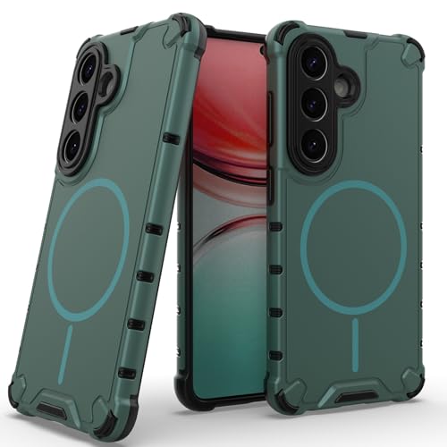 Coque Samsung S25 Plus antichoc fine étui PC TPU mat vert compatible MagSafe