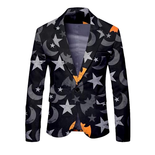 Chaqueta de Halloween con murciélagos 3D americana slim fit para bodas temáticas y ocio