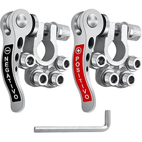 Bolatus Battery Terminals Quick Release 4 Ways Car Battery Connectors Copper Positive Negative Connectors Clamps Car Van Caravan Motorhome for SAE/JIS Type A Posts Cover