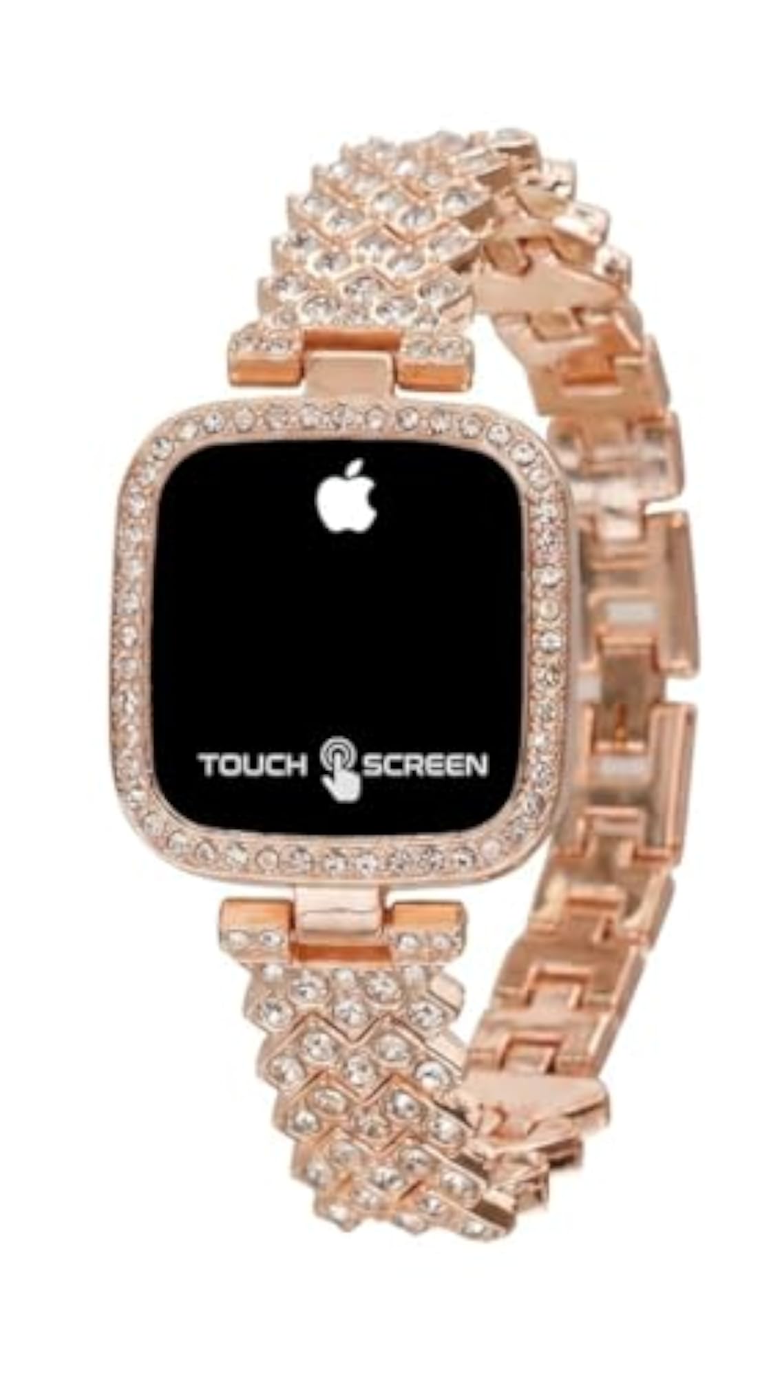 Rose Gold Diamond-Studded Touch Screen Watch, Stylish Gift