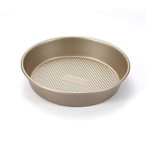 MONFISH 9 inch Round Deep Cake Pan â€“Carbon Steel Bakeware with Textured Finish - Non-Stick heavy duty Baking tin - Oven Dish for Bread Pizza