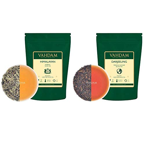Vahdam, Imperial Himalayan White Tea (1.73Oz, 25Cups) & Daily Darjeeling Black Tea (9Oz, 120+Cups) #TOP18