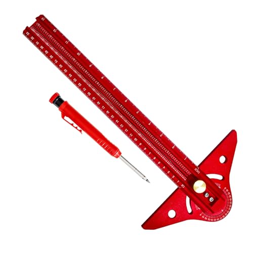 Gramil Para Carpintería, Medidor De Ángulos Para Trabajos En Madera, Regla Multifuncional De Aluminio Ajustable, Precisa y Ligera Para Enmarcado y Construcción