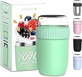 Coninx Thermobehälter für Essen – Warmhaltebehälter Essen für zuhause und unterwegs – Thermobox für Essen auslaufsicher – Thermobecher 840ml Grün