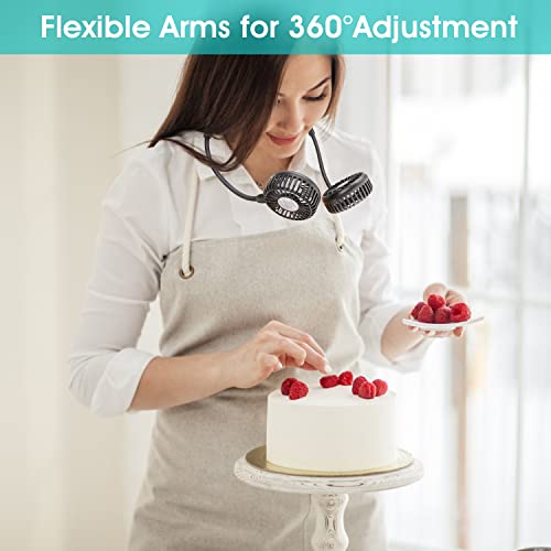 Amacool Portable Neck Fan Hands Free Neckband Fan 5000Mah Battery Operated Wearable Personal Fan Rechargeable 4 Speed Usb Fan For Outdoor Work Sports Cooking Hot Flash (Black) #TOP3