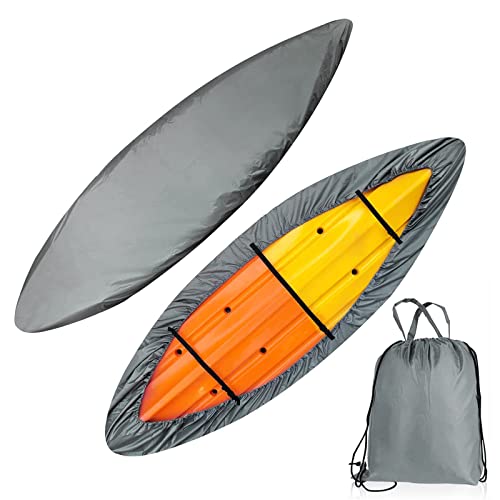 Funda universal Oxford 420D impermeable para kayak, protector de canoa para kayak de 2,1 m a 2,5 m, resistente al polvo, cubierta de almacenamiento (gris)