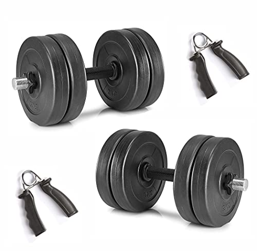 Image of FitBox Sports Dumbbells Combo Weight Plates & Hand Grips 12 Kg (1kg x 4 + 2kg x 4), Black