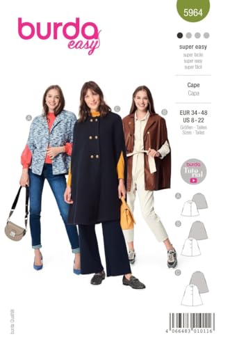 Burda Schnittmuster, 5964, Bluse selber nähen [Damen, Gr. 44 - 54] Level 2 für Anfänger