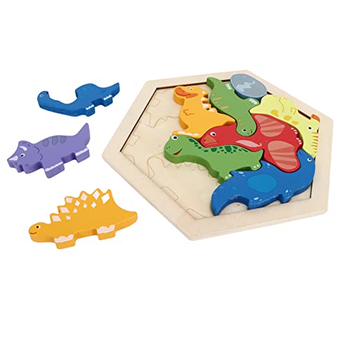 Atyhao Juguete de dinosaurio apilable colorido, juguete educativo para apilar dinosaurios de madera con bordes redondeados para el juego diario
