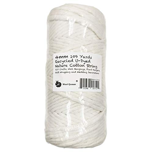Hand U Journey 4Mm Un-Dyed Nature Cotton String, Single Strand Macrame Cord/Rope 109 Yards（100 M） For Diy Crafts, Wall Hangings, Plant Hangers, Gift Wrapping And Wedding Decorations #TOP5