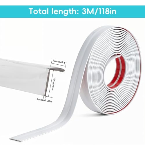 Image of inch1 Roll Flexible PVC Wall Molding Trim - Decorative & Protective Caulk Strip for Table Edges, Door Frames, Baseboards, and Corners (White.)
