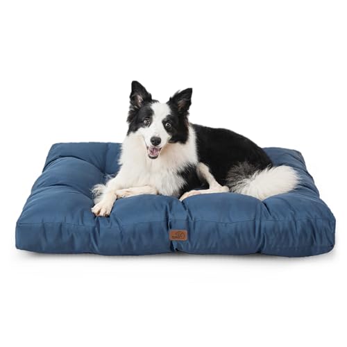 Bedsure Matelas imperméable Lavable pour Chien Bleu Marine 91 x 68 x 10 cm