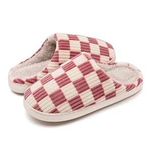 Guyarns Hausschuhe Damen Herren,Flauschige Damen Plüsch Pantoffeln aus Memory-Schaum mit Karomuster Rutschfeste Sohle Schlafzimmer-Hausschuhe in Wolkenform drinnen draußen