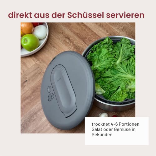 Zyliss Swift Dry Salatschleuder Edelstahl 6L, Pump-Mechanismus & Stopptaste – Ansicht 5