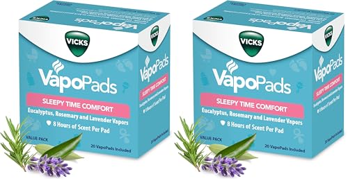 Image of Vicks VapoPads Sleepy Time Comfort - Vapor Pads Refill Humidifiers and Steam Inhalers - Rosemary, Lavender, and Eucalyptus, 40-Pack, Box Color May Vary