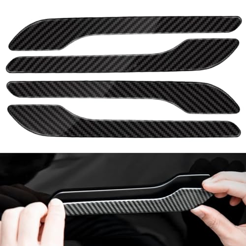Image of Fit for Tesla Model 3 and Model Y 2017-2024 Door Handle Decoration Cover,for Car Door Handle Sills Protection Wrap Accessories 4Pcs (Glossy Carbon Fiber Pattern)