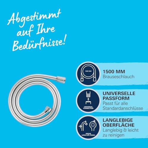 GROHE VitalioFlex Silver, Brauseschlauch 1,50m, TwistFree ohne Verdrehen – Ansicht 4
