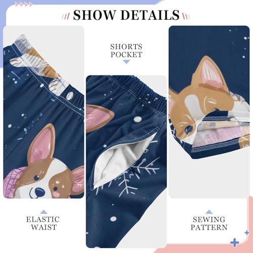 Winter Corgi Dogs Boys Long Pants Soft Trousers Elastic Waist Kids Lounge Bottoms with Pockets S-XL4