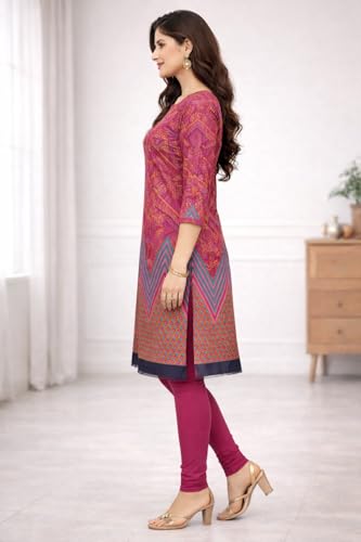 Image of Women's Cotton Blend Unstitched Kurti Set for Women | A-Line Style Dress Material | 2-Piece Traditional Ethnic Wear Suit Fabric
