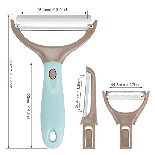 Vegetable Peeler For Kitchen,Set Of 3 Premium Stainless Steel Trio Veggie And Fruit Peeler Y Sharp Peeler For Potato, Carrot, Fruit (Light Blue) #TOP5