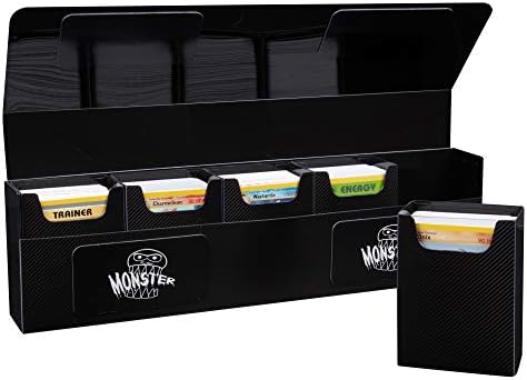 Monster Magnetic Hydra Five Deck Mega Storage Box(Black) - with 5 Removable Deck Trays for Gaming TCGs-Compatible with Yugioh, MTG, Magic The Gathering, Pokémon - Long Lasting, Durable Construction