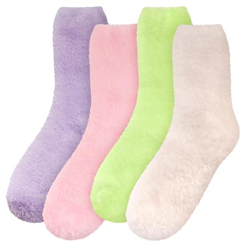 Image of BambooMN Women's Fuzzy Soft Colored Socks
