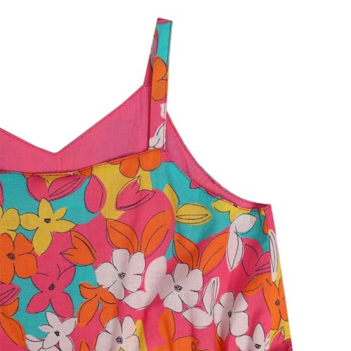 Image of miniklub Girls Strap Sleeveless Woven Cotton Dress (Orange Color)