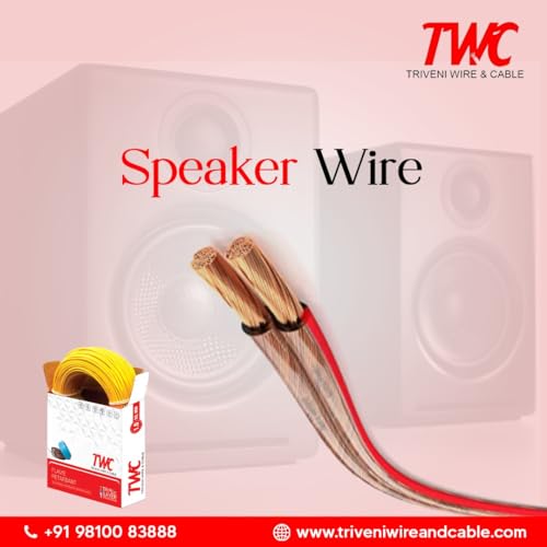 TWC Double Core Speaker Wire | Transparent, 45 Metre, 16 Gauge | Insulated speaker wire | Wire for subwoofer, speaker, home theatre | 2 41PT IcqILL