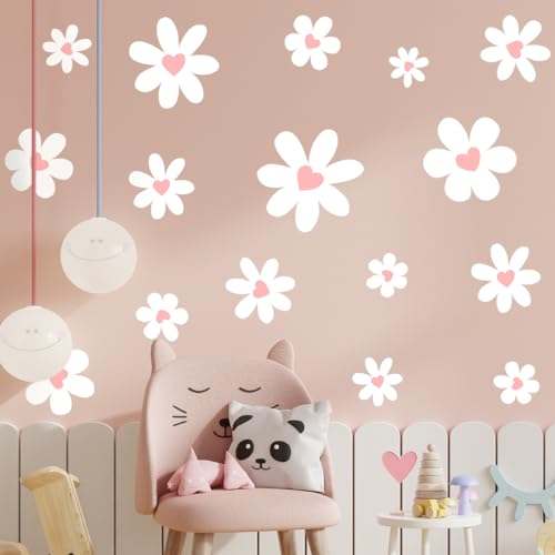 Vinilos Decorativos, Flores Blancas con Corazón, 4 Piezas miniatura 1