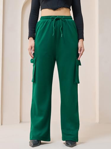 Image of Bewakoof Women's Cotton Regular Fit Track Pant|Track Pants for Woman | Lower for Women | Multipurpose | Activewear | Utility Pockets | Lightweight & Flexible Elastic Waist | Casual Joggers