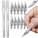 KRUMAD Skalpell Set, 2x Bastelmesser mit 20 Ersatzklingen, Präzisionsmesser Modellbau Messer für Basteln, Papier, Vinyl, Leder, Craft Knife aus Aluminium, Fensterfolie schneiden, Linolschnitt Set