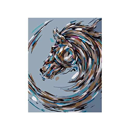 Image of RANGOLI 100% Cotton Stretched Canvas Painting 400 GSM, Framed Acrylic Horse Canvas Abstract Wall Art for Living Room, 3D Paintings for Wall Decor (12 x 18 Inch With Frame)