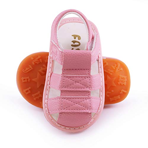 Image of WILLFUN Baby Boy Girl Summer Infant Squeaky Sandals Premium Rubber Sole Closed-Toe Non-Slip Shoes Toddler First Walkers