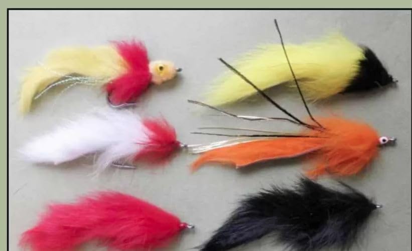 6 Pack of Pike Fishing Flies, Mad Mullet, Bunnies, Zonkers and Pumpkin, Choice of Sizes (All Mixed)